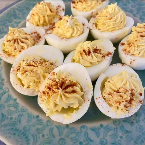 Creamy Deviled Eggs With Cream Cheese Recipe Cream Cheese Deviled Eggs Recipes, Creamy Deviled Eggs Recipe, Deviled Eggs Cream Cheese, American Party Food, Deviled Eggs With Cream Cheese Recipe, Deviled Eggs With Cream Cheese, Cream Cheese Deviled Eggs, Deviled Eggs Recipe Best Easy, Eggs With Cream Cheese