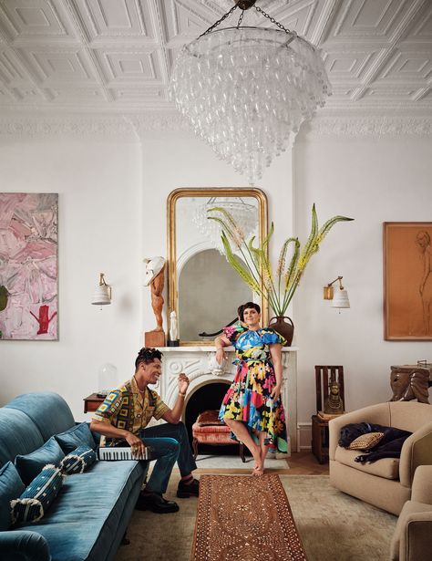 Inside Jon Batiste and Suleika Jaouad’s 19th-Century Brooklyn Town House | Architectural Digest Jon Batiste Style, Morocco House, Genealogy Quotes, Brooklyn Home, Scandi Kitchen, Trendy Sofas, Couch Ideas, Jon Batiste, Floor Couch