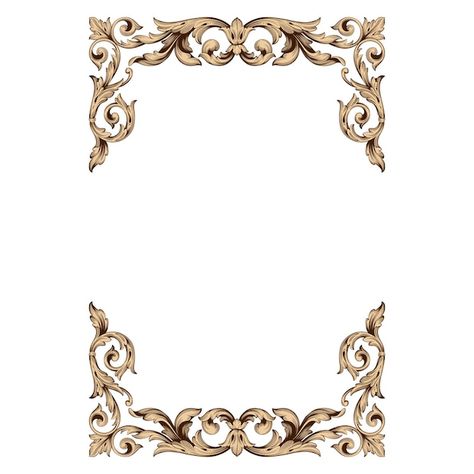 Gold frame and border with baroque style... | Premium Vector #Freepik #vector #baroque-ornament #calligraphic-border #swirl-border #classic-border Baroque Frame Drawing, Baroque Borders Design, Rococo Border, Classic Border Design, Gold Border Frame, Fantasy Core, Swirl Border, Baroque Border, Gold Border Design