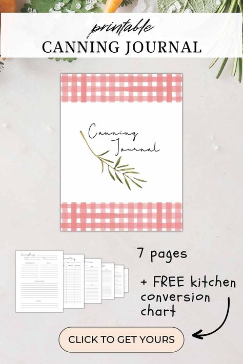 This is a canning journal in PDF format that can be downloaded and printed at home. Canning Journal Printable, Canning Journal, Canning Planner, Canning Inventory, Canning For Beginners, Inventory Sheet, Kitchen Conversion Chart, Conversion Chart Kitchen, Yearly Overview