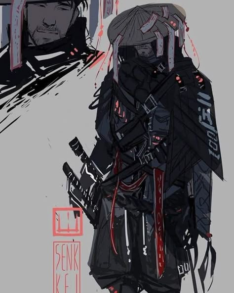 #samurai Modern Samurai Art, Cyberpunk Samurai Art, Urban Samurai Concept Art, Modern Samurai Character, Samurai Outfit Character Design, Sci Fi City Concept Art, Scifi Samurai, Samurai Armor Art, Black Samurai Art