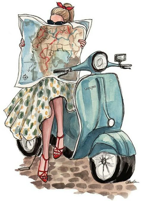 Raoul Dufy, Scooter Girl, 수채화 그림, Jackson Pollock, Art Et Illustration, Art And Illustration, Fashion Illustrations, Fashion Sketches, A Drawing