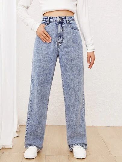 Light Ripped Jeans, Teen Pants, Teen Jeans, High Waist Straight Leg Jeans, Old Outfits, Mom Jeans Outfit, Fashion Top Outfits, Cute Lazy Day Outfits, Easy Trendy Outfits