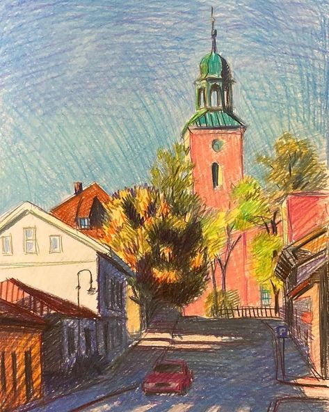 Color Pencil Illustration, Colored Pencil Artwork, Oil Pastel Art, Arte Inspo, Arte Sketchbook, Landscape Drawings, Color Pencil Art, Pastel Art, Pencil Illustration