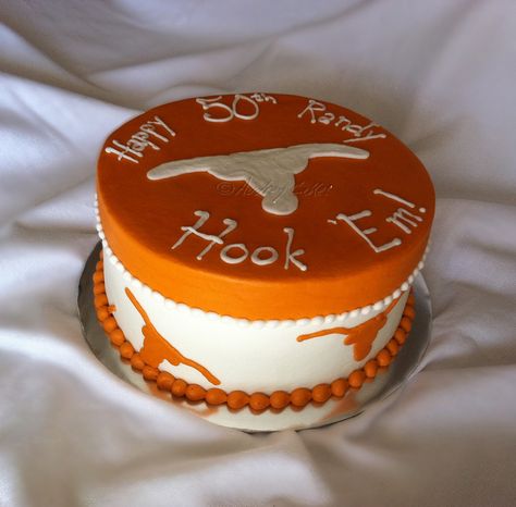 University Of Texas Cake, Longhorn Party, Texas Cake, 50th Birthday Cake, Texas Longhorns, Graduation Cakes, Grooms Cake, Milestone Birthdays, Cookie Desserts