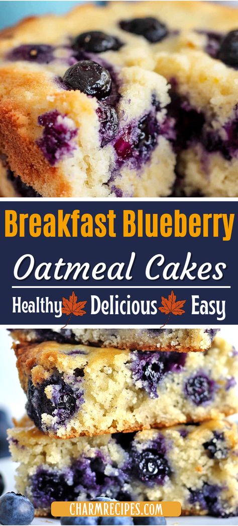 Breakfast Blueberry-Oatmeal Cakes Blueberry Oatmeal Cake, Oatmeal Cakes, Quick Nutritious Breakfast, Oatmeal Blueberry, Breakfast Blueberry, Blueberry Breakfast Cake, Oatmeal Cake, Blueberry Breakfast, Blueberry Oatmeal