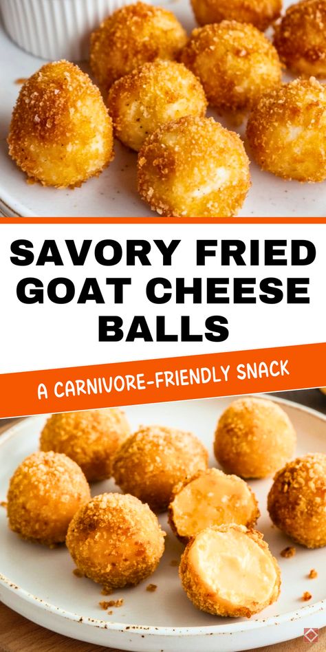 Make your carnivore diet entertaining a breeze with these fried goat cheese balls! This recipe delivers a crispy exterior with a creamy, cheesy center that’s perfect for appetizers or party snacks. Low-carb and easy to prepare—save this pin for later! Carnivore Appetizers For Party, Carnivore Appetizers, Fried Goat Cheese Balls, Carnivore Snacks, Goat Cheese Balls, Fried Goat Cheese, Carnivore Diet, Cheese Balls, Cheese Fries