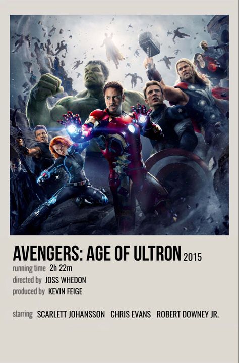 minimal polaroid movie poster for avengers: age of ultron Marvel Film Mini Posters, Marvel Poster Printable, Avengers Polaroid Poster, Marvel Posters Polaroid, Mcu Movie Posters, Avengers Minimalist Poster, Marvel Movies Polaroid Poster, Movie Description Posters, Marvel Posters Aesthetic Wall