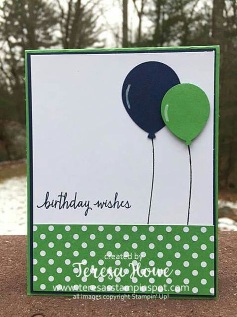 Cards With Balloons On Them, Stampin Up Balloon Cards, Stampin Up Balloon Celebration, Balloon Cards, Scrapbook Vintage, Simple Birthday Cards, Homemade Birthday Cards, Birthday Card Craft, Birthday Stamps