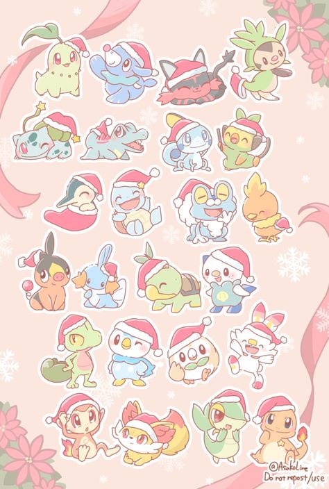 Nerdy Wallpaper, Christmas Pokemon, Nerdy Christmas, Geek Christmas, Pokemon Diy, Pokemon Starters, Pokemon Stickers, Pokemon Eeveelutions, Kawaii Christmas