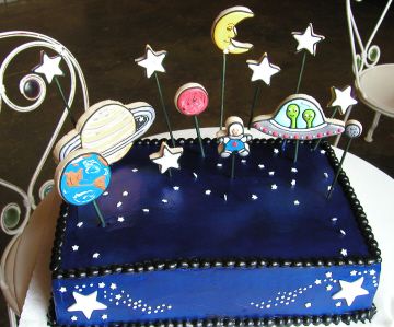 Space Sheet Cake Ideas, Space Sheet Cake, Astronaut Sheet Cake, Unicorn Astronaut Cake, Rocket Ship Cake Space Theme, 3d Rocket Cake, Planet Birthday, Planet Cake, Rectangle Cake