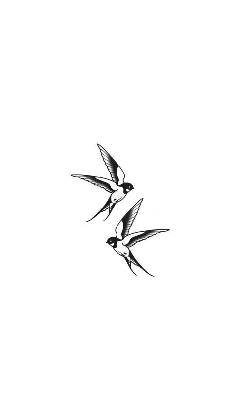 Two Swallows Tattoo Traditional, Fineline Swallow Tattoo, Bird Tattoo Men Arm, Non Shaded Tattoos, Bird Sternum Tattoo, Two Swallows Tattoo, Swallow Tattoo Men, Birds Flying Tattoo, Traditional Bird Tattoo