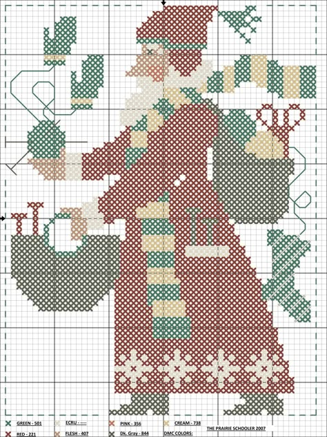 The Prairie Schooler Santa 2007 Prairie Schooler Santas Charts Patterns, Santa Cross Stitch Patterns, Prairie Schooler Cross Stitch Charts, Prairie Schooler Santa, Prairie Schooler Cross Stitch, Cross Stitch Silhouette, Бесплатные Схемы Для Вышивки Крестом, Santa Cross Stitch, Prairie Schooler