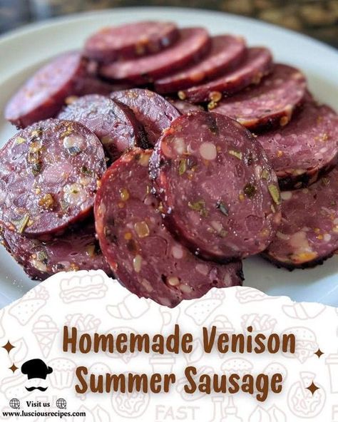 Venison Summer Sausage Recipe Smoked, Deer Recipes Venison, Venison Summer Sausage, Venison Summer Sausage Recipe, Homemade Summer Sausage, Venison Sausage Recipes, Summer Sausage Recipes, Bratwurst Recipes, Sausage Ingredients