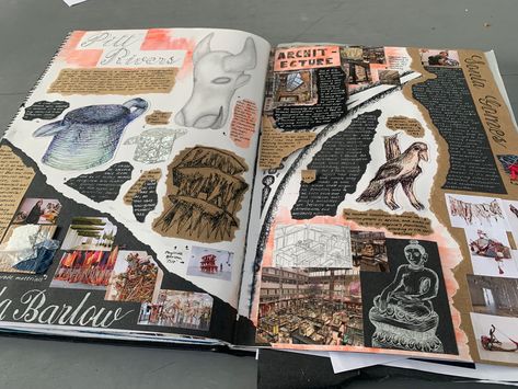 Ap Sketchbook Pages, Mood Book Ideas, A Level Art Book Presentation, Artist Sketchbook Aesthetic, Gcse Art Planning Page, Ap Art Journal, Fashion Process Book Ideas, Growth And Decay Art Gcse Mindmap, Moodboard Art Sketchbook