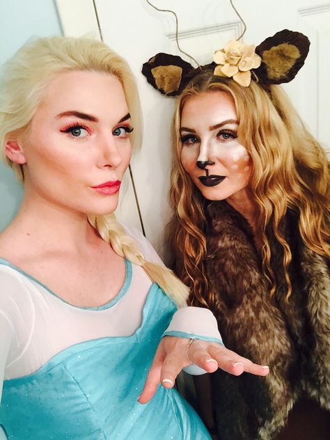 My sister and I as Elsa and Sven 🎃 #halloween #frozen #costume #elsa #makeup #deer Elsa Makeup, Frozen Makeup, Frozen Halloween, Play Makeup, Frozen Costume, Parade Float, Hallows Eve, Disney Vacations, My Sister