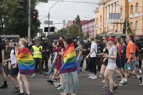 Kyiv, Ukraine June 23, 2019. The annual Pride Parade LGBT. People with posters a , #Sponsored, #annual, #Parade, #Pride, #Ukraine, #Kyiv #ad Rainbow Flags, Kyiv Ukraine, Pride Parade, Rainbow Flag, Image Photography, Editorial Photography, Ukraine, Editorial, Rainbow