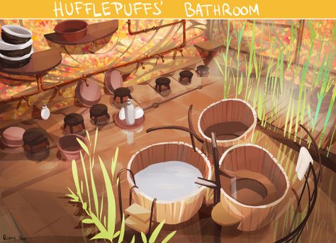 Hogwarts Bathroom, Hufflepuff Common Room, Shifting Visuals, Potter House, Hufflepuff Aesthetic, Hufflepuff Pride, Hufflepuff House, Fantastic Beast, House Bathrooms