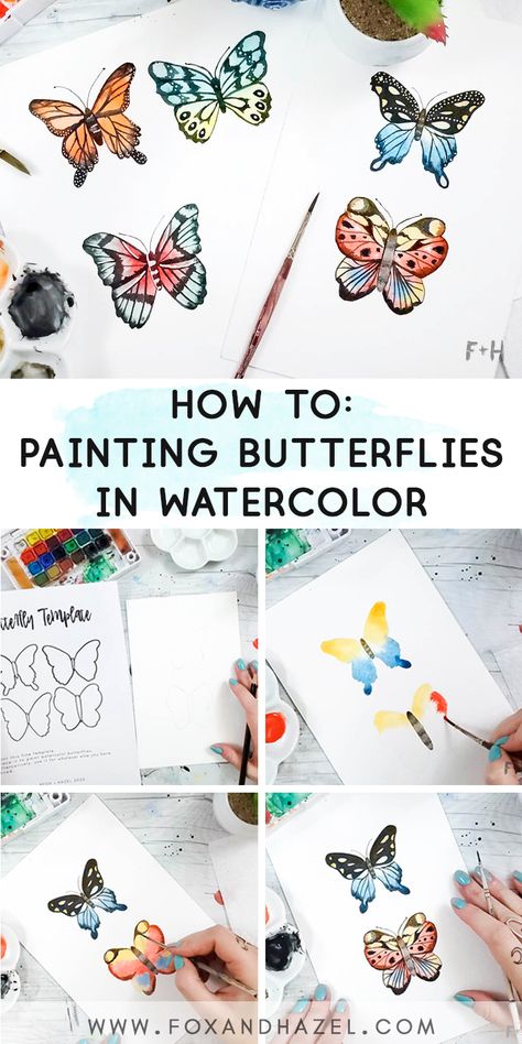 Painting Butterflies, How To Start Painting, Tutorial Painting, Butterfly Tutorial, Watercolor Supplies, Watercolor Beginner, Watercolor Butterfly, Start Painting, Watercolor Tutorial