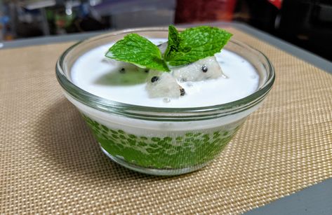 Pandan Tapioca + Coconut Milk Dessert Thai Tapioca Dessert, Pandan Drink, Tapioca Dessert, Coconut Milk Dessert, Coconut Milk Drink, Tapioca Pudding, Milk Dessert, Tapioca Pearls, Thai Dessert