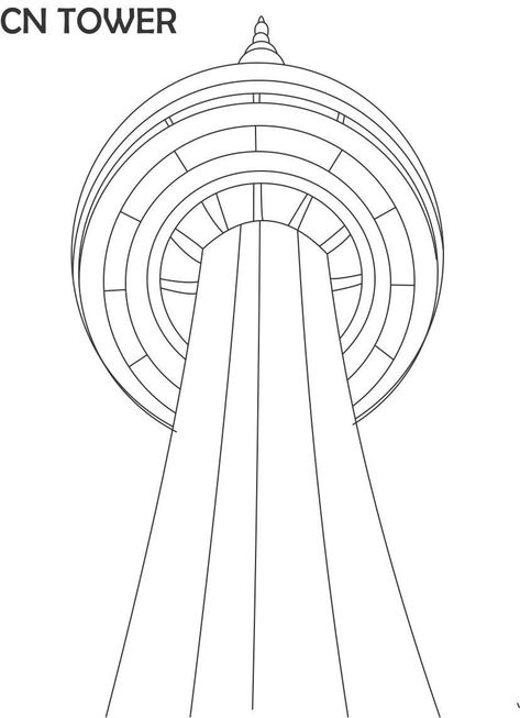 CN tower printable coloring page for kids Cn Tower Drawing, Yoga Art Painting, Kl Tower, Nice City, Eye Sketch, Canada Toronto, Svg Images, Printable Pictures, Yoga Art