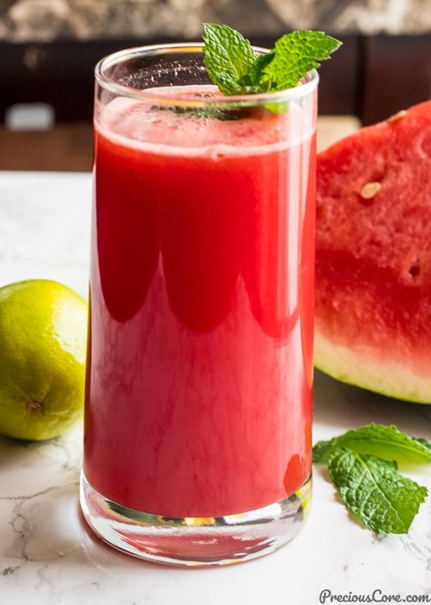 Mint Juice, Watermelon Juice Recipe, Resep Smoothie, Watermelon Mint, Healthy Juice Recipes, Watermelon Recipes, Juice Recipe, Watermelon Juice, Fruit Salad Recipes