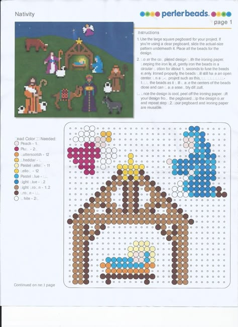 Almost Unschoolers: The Very First Noel and a Perler© Bead Nativity Nativity Scene Crafts, Christmas Perler Beads, Melty Bead Patterns, Pearl Beads Pattern, Easy Perler Beads Ideas, Fuse Bead Patterns, Hama Beads Design, Hama Bead, Diy Perler Bead Crafts