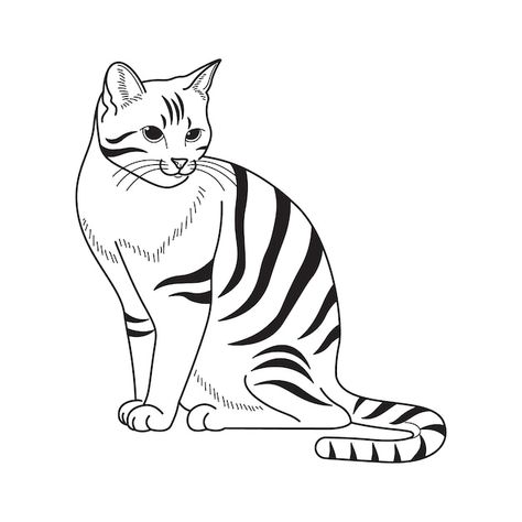 Hand drawn cat outline illustration | Free Vector #Freepik #freevector #cat-outline #hand-drawn-cat #cat-drawing #simple-illustration Outline Of Cat, Cat Clipart Black And White, Black Cat Drawing, Cat Outline, Royalty Free Clipart, Outline Illustration, Cat Doodle, Clipart Silhouette, Outline Drawing