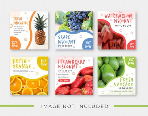 Fruit sale banner template for instagram... | Premium Vector #Freepik #vector #banner #food #business #menu Vegetables Packaging, Fruit Banner, Professional Instagram, Banner Design Layout, Illustrator Design Tutorial, Food Banner, Desain Editorial, Fruit Shop, Instagram Template Design