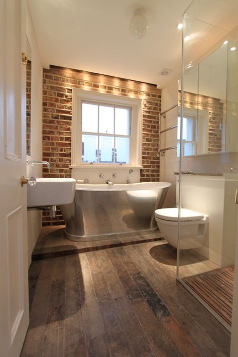 Best Bathroom Ideas, Rustic Farmhouse Bathroom Ideas, Bathroom Budget, Brick Bathroom, Makeover Kamar Mandi, Rustic Farmhouse Bathroom, Budget Ideas, Diy Bathroom Remodel, Brick Walls