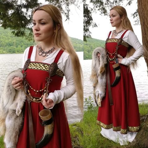 Traditional Viking Wedding, Viking Dresses, Viking Wedding Dress, Viking Apron, Viking Apron Dress, Norse Clothing, Renn Faire, Medieval Dresses, Ren Faire Outfits