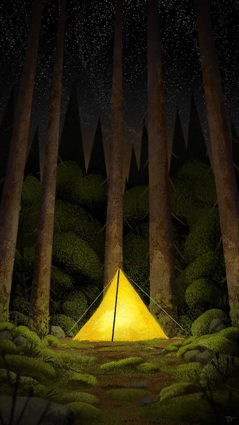 Camping Wallpaper Iphone, Camping Illustration Art, Camping Aesthetic Wallpaper, Camping Paintings, Camp Drawing, Camping Background, Camp Illustration, Camp Wallpaper, Campfire Drawing