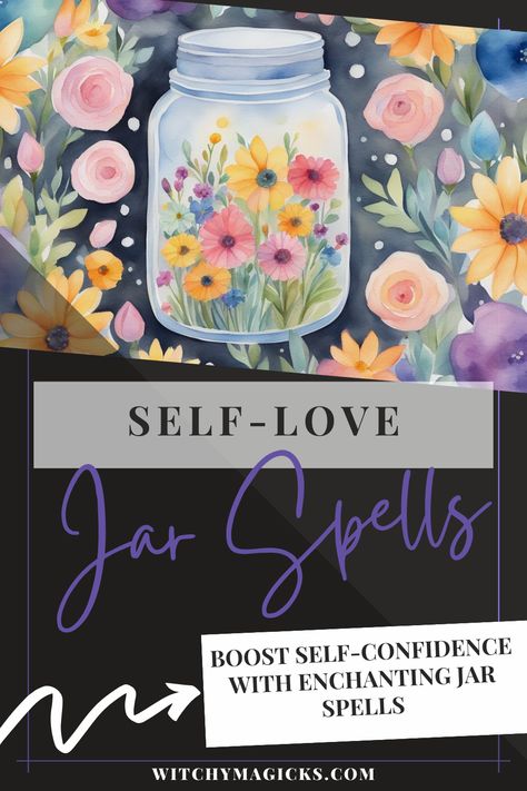 Need a confidence boost? Create a Self-Love Jar Spell! This magical jar is filled with powerful crystals, nurturing herbs, and positive affirmations, all designed to enhance your self-love and personal growth. Learn the step-by-step process to craft and activate your spell jar. Embrace your inner magic today! Visit witchymagicks.com for details. #Spellcraft #Witchcraft #SelfLove #CrystalsAndGemstones #HerbalMagic Self Love Spell Jar For Someone Else, Confidence Spell Jar, Confidence Spell, Self Love Spell Jar, Self Love Spell, Love Spell Jar, Powerful Crystals, Spells For Beginners, Jar Spells