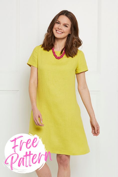 A Line Tunic Dress, Basic Cotton Dress, Patterns For Linen Dresses, Free Shift Dress Patterns For Women, Easy A Line Dress Pattern, Free Pdf Sewing Patterns For Women Dresses, Basic Dress Pattern Free, Linen Dress Pattern Free, Simple Shift Dress Pattern