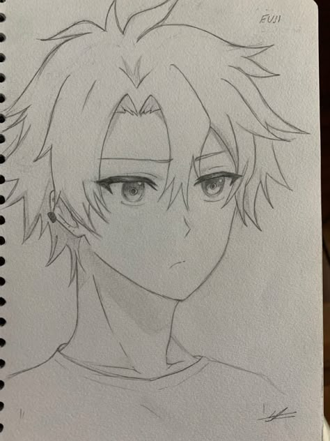 Fuji Shikimori, Not Just A Cutie, Persona Anime, Abstract Pencil Drawings, Anime Tutorial, Anime Boy Sketch, Drawing Heads, Boy Drawing, Face Sketch