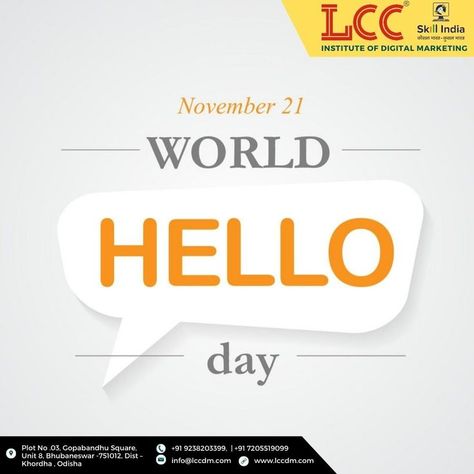 On World Hello Day, let us say hello to our shortcomings to make them our strengths and this world a new place to live. Happy World Hello Day. #helloworld #happyworldhelloday #DigitalMarketing #lccdm World Hello Day, Place To Live, New Place, Live Happy, Creative Ads, This World, Say Hello, Amazon Logo, Digital Marketing