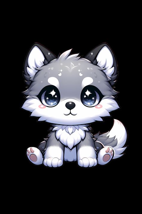 Cute Chibi White Wolf Classic T-Shirt Wolf Cute Drawing, Cute Wolf Wallpaper, Cute Wolf Illustration, Cute Wolf Art, Cute Anime Animals, Chibi Wolf, Kawaii Wolf, Cute Wolf Drawings, Cute Wolf