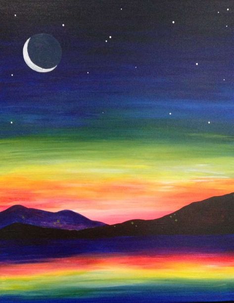 Sunset colors are typically more brilliant  than sunrise colors, because the evening  air contains more particles than the  morning air Painting Library, Chalk Pastel Art, Neon Moon, Chalk Pastel, Posca Art, Oil Pastel Paintings, Arte Van Gogh, Paint Nite, Oil Pastel Art