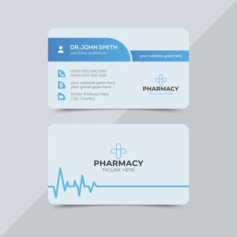 Professional medical business card desig... | Premium Vector #Freepik #vector #medical-clinic #medical-center #health-center #hospital Pharmacy Visiting Card Design, Medical Business Card, Medical Card, Medical Business, Pharmacy Design, Visiting Card Design, Visiting Card, Letterhead Design, Health Center