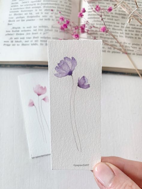 Book Mark Ideas, Handmade Bookmarks Diy, Bookmark Craft, Diy Watercolor Painting, Cute Bookmarks, Bullet Journal Design Ideas, Watercolor Flower Art, Floral Illustration, Diy Watercolor