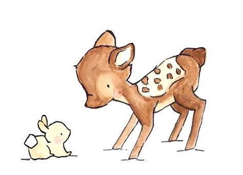 It's Spring Dear Archival Print by ohhellodear on Etsy Cute Bunny Doodle, Dear Drawing, Bunny Doodle, Otter Pup, Art Mignon, Deer Art, Nursery Art Prints, Baby Deer, Baby Art