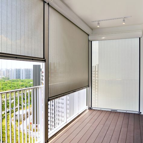 Balcony Shed Ideas, Balcony Blinds Ideas, Balcony Shade Ideas Apartment, Balcony Curtain Ideas, Blinds For Balcony, Ziptrak Blinds, Balcony Blinds, Blinds Outdoor, Balcony Shade