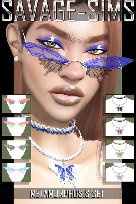 METAMORPHOSIS SET | SAVAGE-SIMS on Patreon Los Sims 4 Mods, Cut Glasses, Sims 4 Piercings, Pelo Sims, Sims 4 Game Mods, Sims 4 Cc Folder, Tumblr Sims 4, Play Sims, Sims 4 Dresses