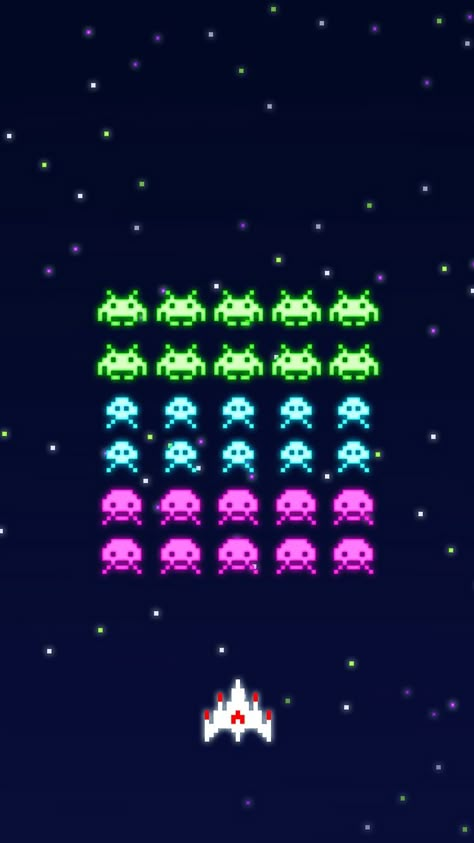 8 Bit Game Background, Space Invaders Aesthetic, Old Arcade Games, Galaga Pixel Art, Space Invaders Pixel Art, Retro Video Game Aesthetic, Arcade Wallpaper, Space Invaders Game, Pixel Illustration