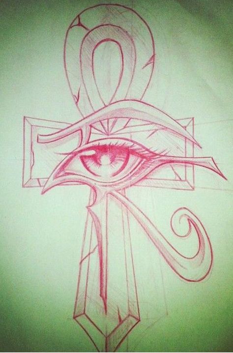 Eye Of Horus Ankh Tattoo, Tattoo Sleeve Drawings, Ankh Tattoo Design, Sketches Eyes, Ankh Tattoo, Horus Tattoo, Guerriero Samurai, Starověký Egypt, Egyptian Tattoo Sleeve