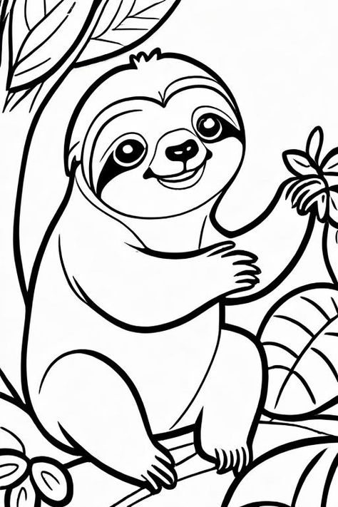 Sloth Coloring Page 1 for Kids Sloth Coloring Pages, Zebra Coloring Pages, Vegetable Animals, Turtle Coloring Pages, Kids Vegetables, Sloth Art, Farm Animal Coloring Pages, Bird Coloring Pages, Young Animal