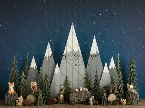 Camping Theme Birthday, Christmas Stage, Adventure Baby Shower, Mountain Decor, Mountain Forest, Diy Photo Booth, Christmas Parade, Christmas School, Christmas Photography