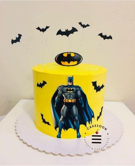 Batman Cake Topper Printable, Batman Cakes For Boys, 3rd Birthday Cakes For Boys, Batman Cake Design, Batman Cake Ideas, Easy Batman Cake, Photo Print Cake, Cake Batman, Square Birthday Cake