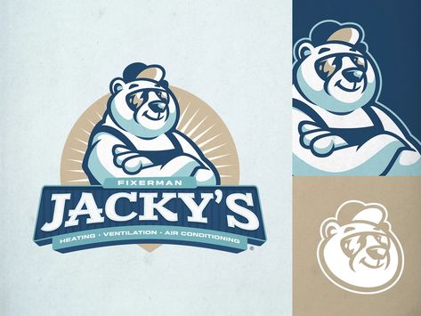 JACKY'S HVAC Polar Bear Mascot Logo Design by HSSN DSGN on Dribbble Bear Mascot Logo, Bicolor Cat, Bear Logo Design, Mascot Logo Design, Bear Mascot, Dynamic Logo, Team Logo Design, Beer Logo, Logo Design Ideas