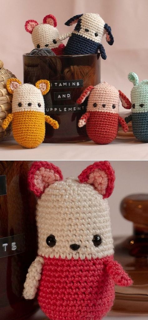 Tiny Amigurumi Free Pattern, Tiny Amigurumi, Crochet Tiny, Crochet Project Free, Crochet Organizer, Tiny Animals, Crochet Ornament Patterns, Crocheted Toys, Small Ornaments